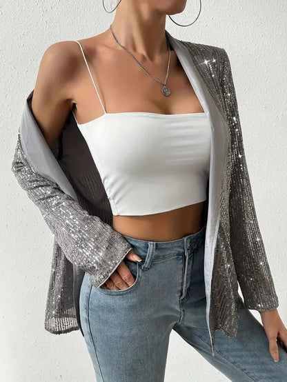 Gray blazer with shiny sequins | aerys