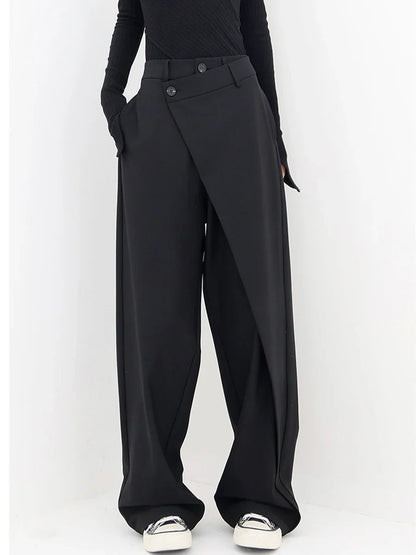 Leja - layered button wide leg pants for women