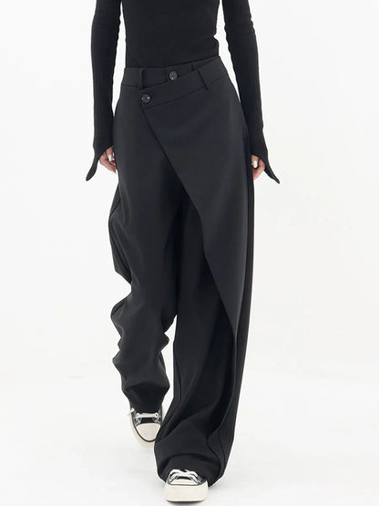 Leja - layered button wide leg pants for women