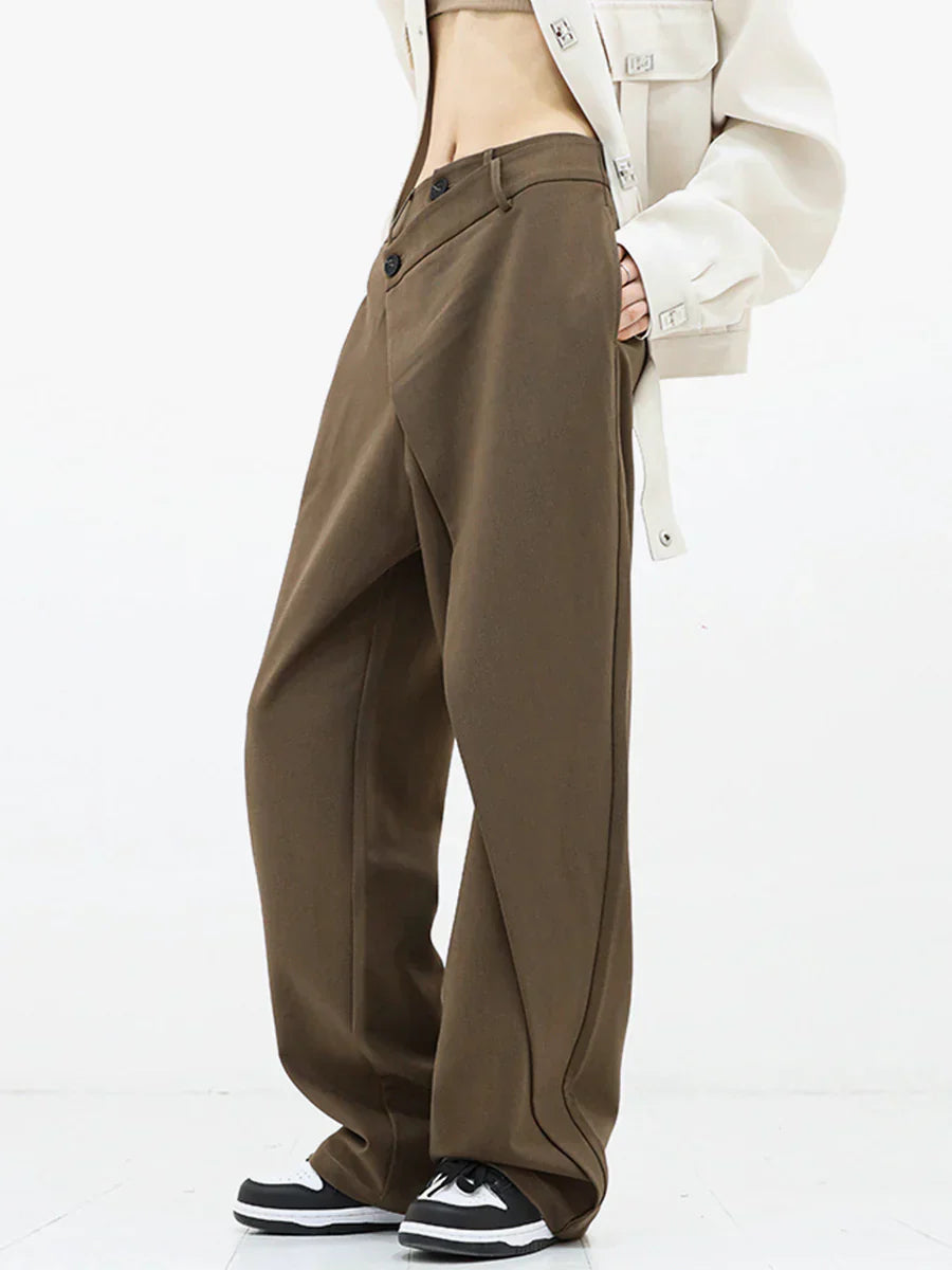 Leja - layered button wide leg pants for women