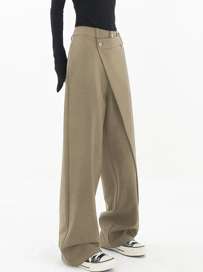 Leja - layered button wide leg pants for women