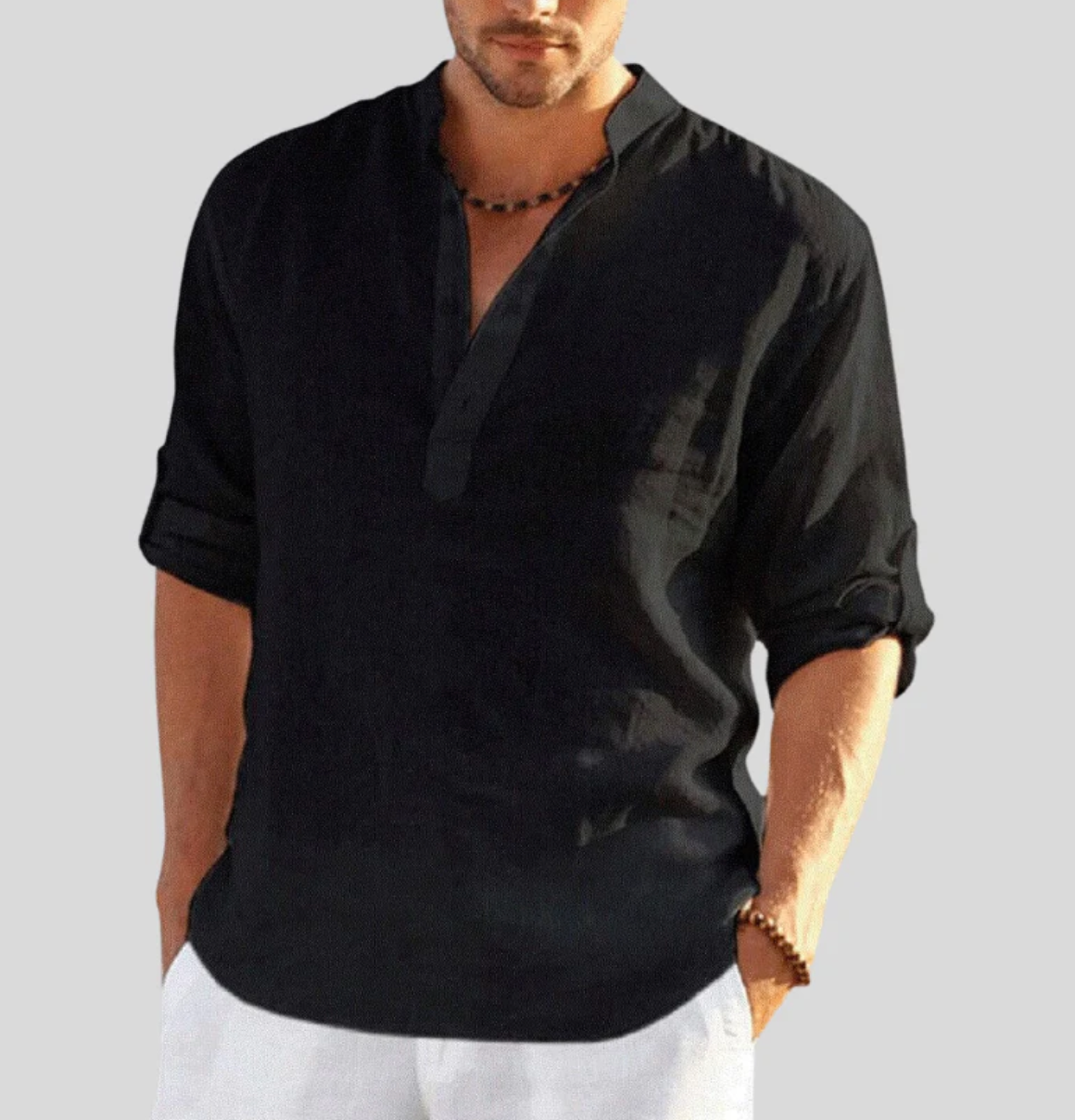 ADRIANO - Elegant linen shirt with collar