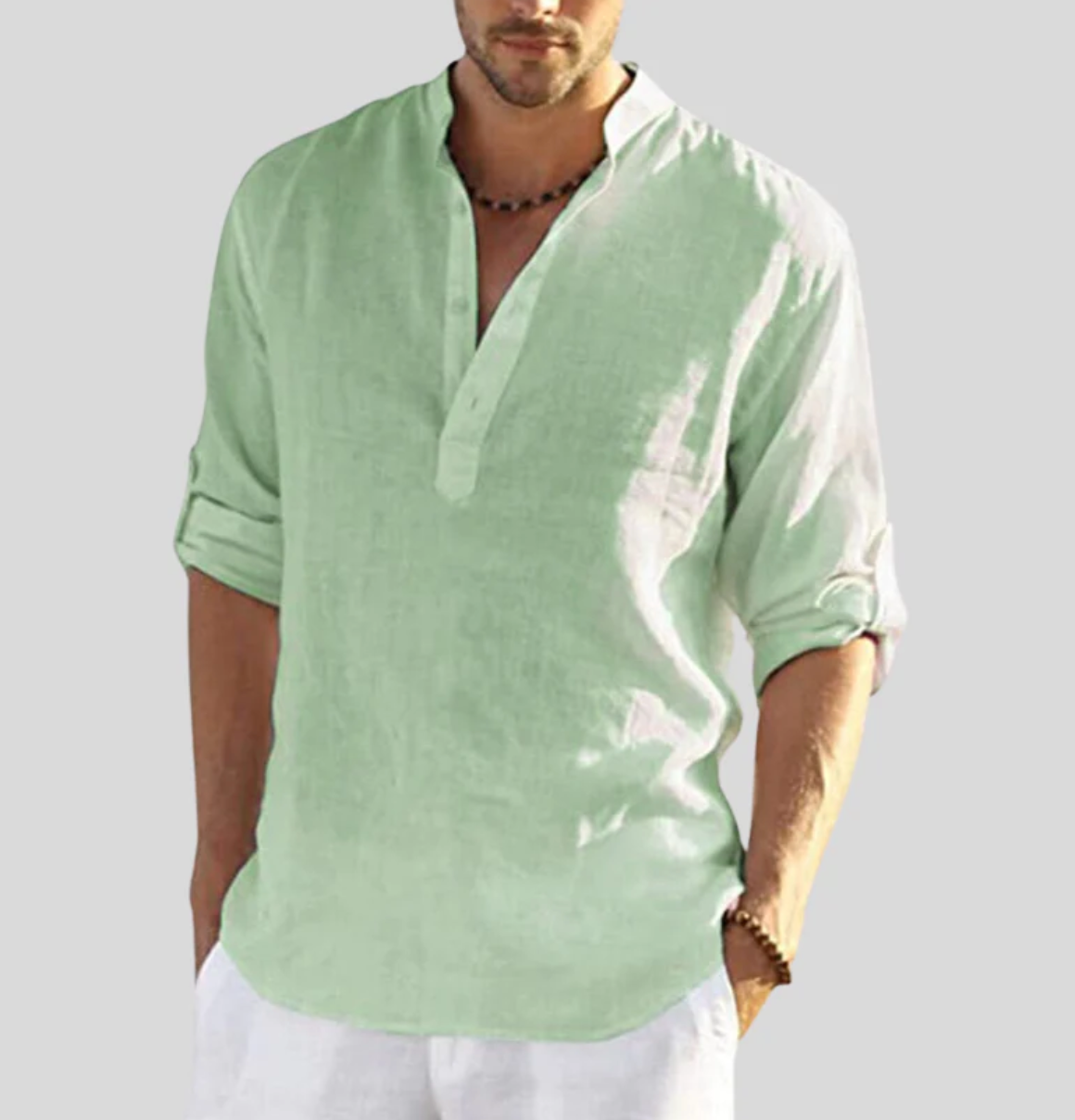 ADRIANO - Elegant linen shirt with collar