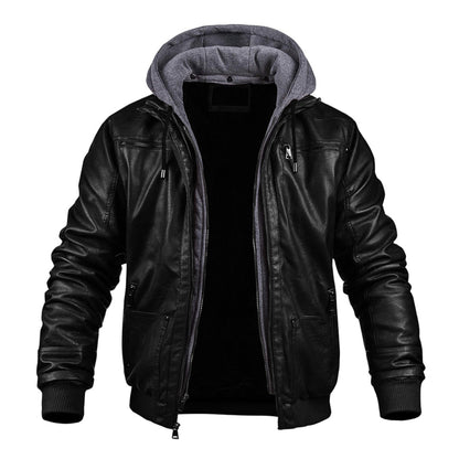 Stylish Premium Leather Winter Jacket With Hood