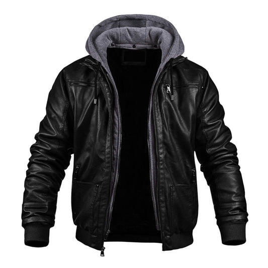 Stylish Premium Leather Winter Jacket With Hood