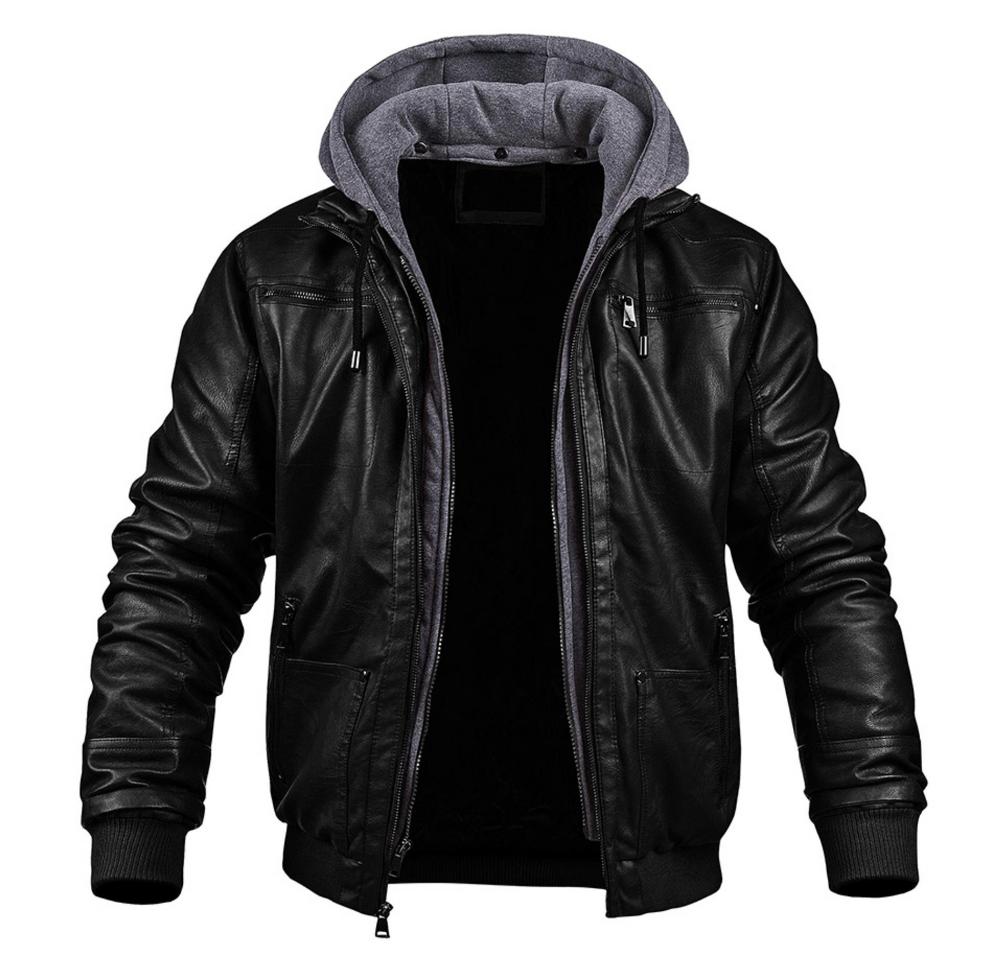 BENJAMIN - Stylish premium leather winter jacket with hood