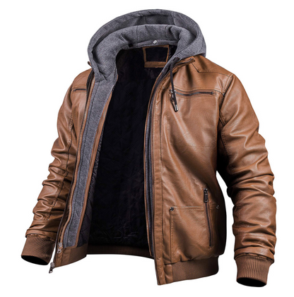 BENJAMIN - Stylish premium leather winter jacket with hood