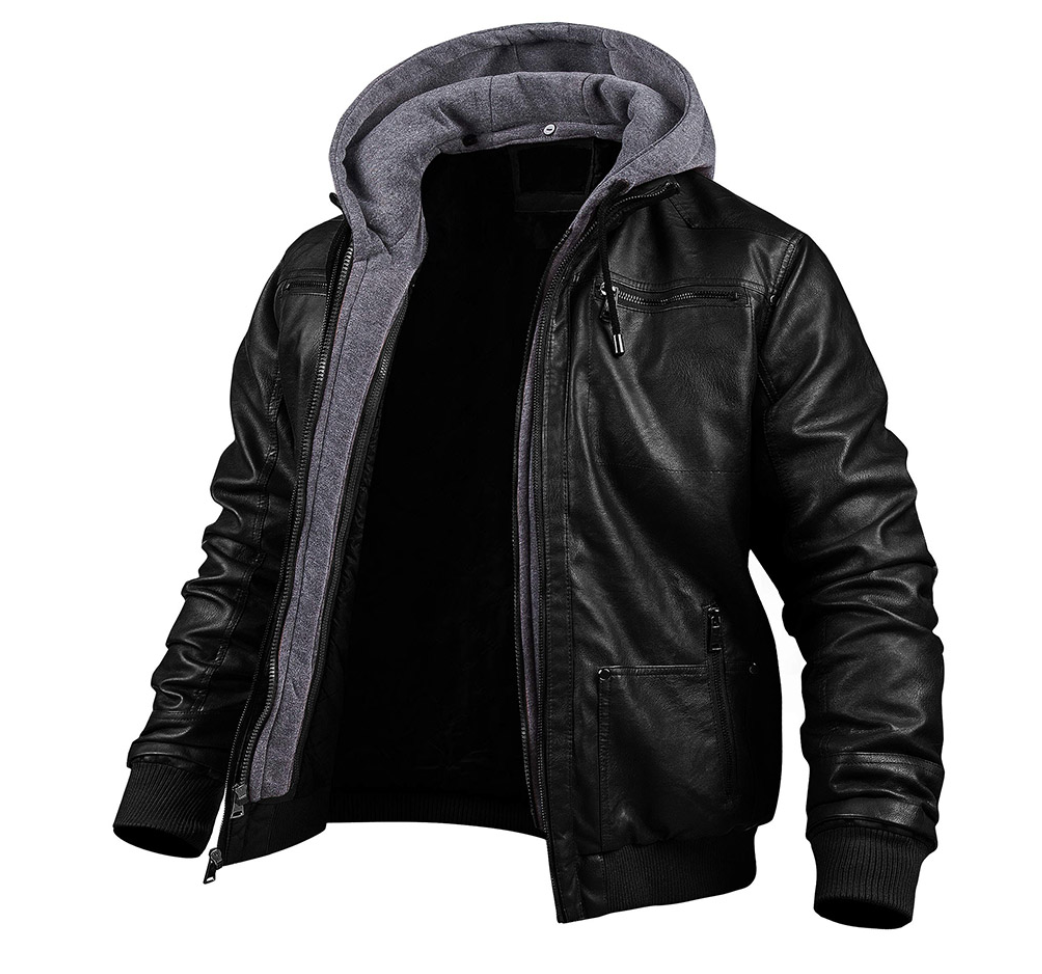 BENJAMIN - Stylish premium leather winter jacket with hood