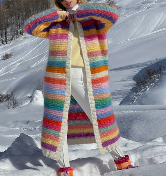 MILLA - warm and stylish knitted coat in rainbow colors