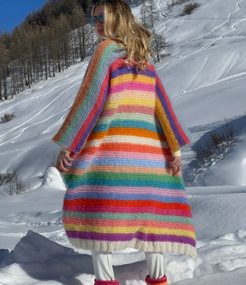 MILLA - warm and stylish knitted coat in rainbow colors