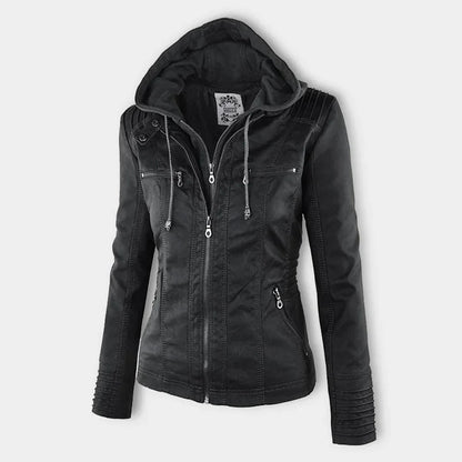 WOLFF - women's leather jacket with hood