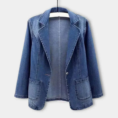 Sidney - slim denim jacket with one button