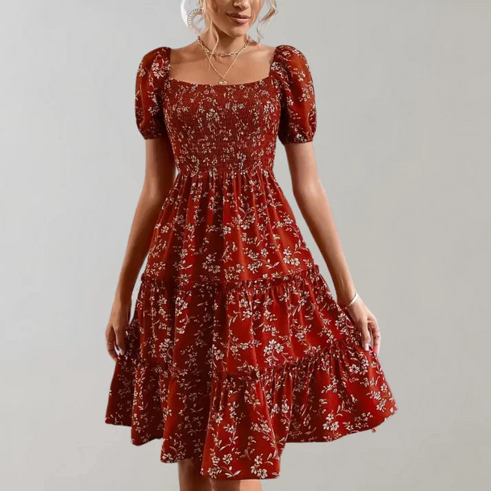 Floral square neck summer dress