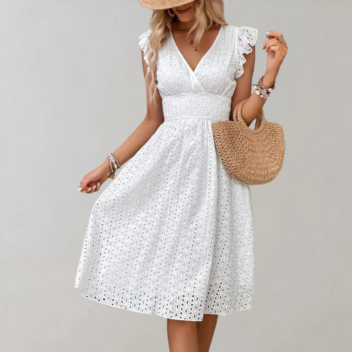 Noki - elegant summer dress with ruffled sleeves