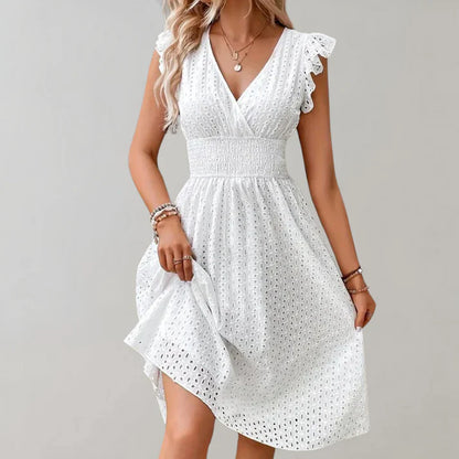 Noki - elegant summer dress with ruffled sleeves