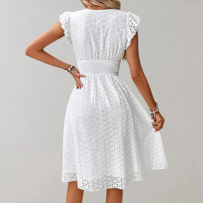 Noki - elegant summer dress with ruffled sleeves