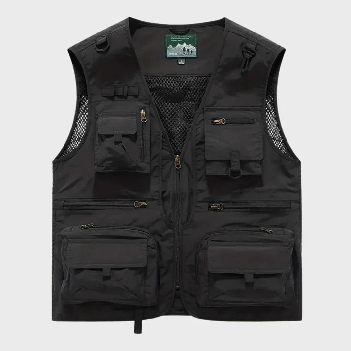 Breathable cargo vest for men with multiple pockets