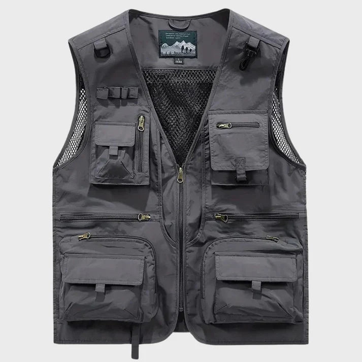 Breathable cargo vest for men with multiple pockets