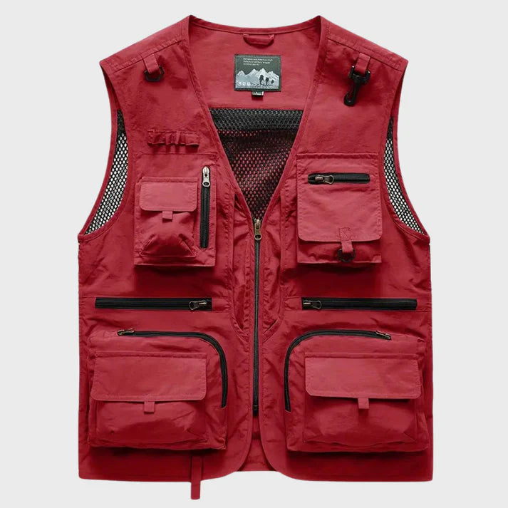 Breathable cargo vest for men with multiple pockets