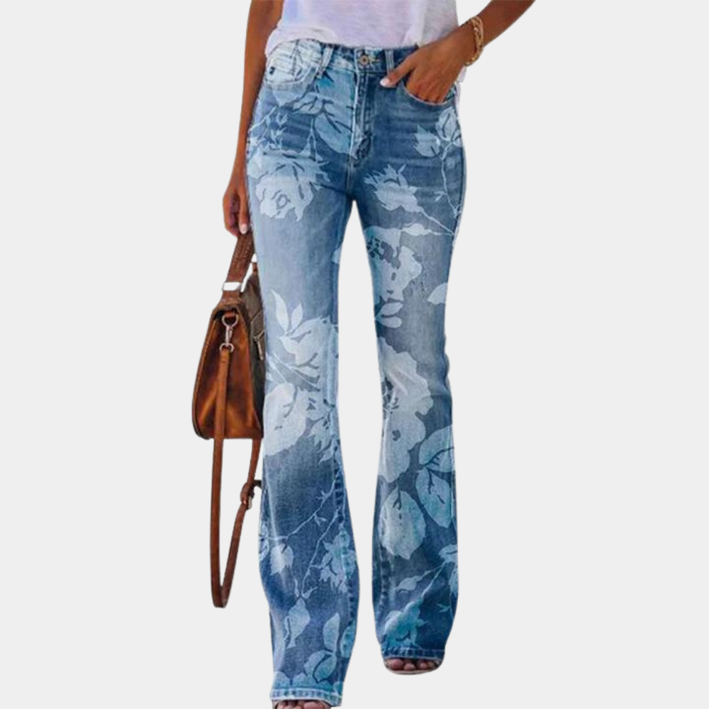 Rosmunda - trendy flared women's jeans with fashionable buttons