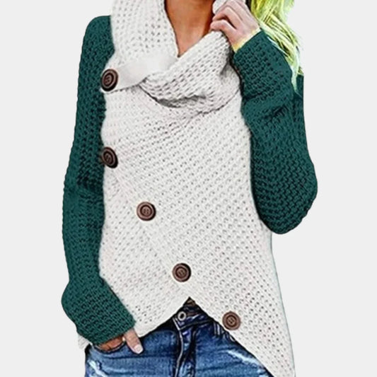 Liselotte - asymmetric jumper with buttons for women