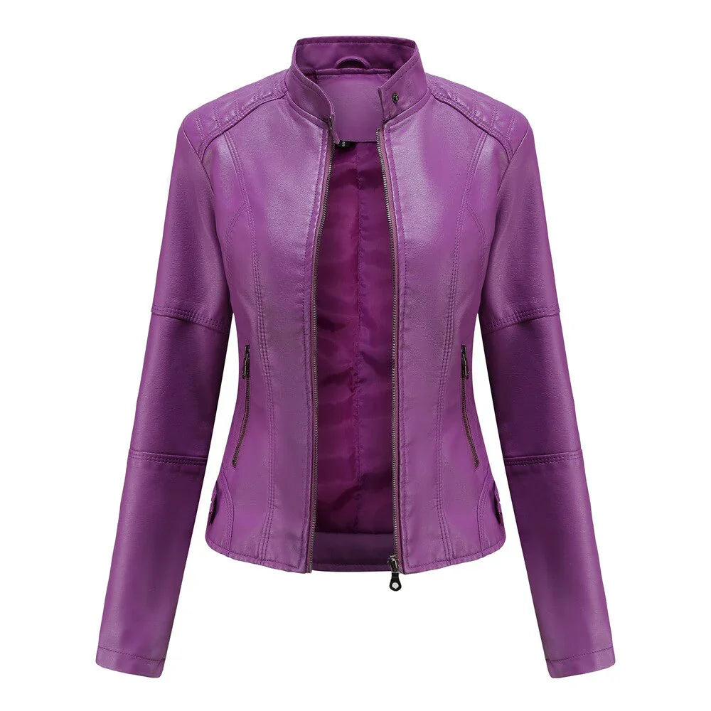 Meli - women's leather jacket with mao