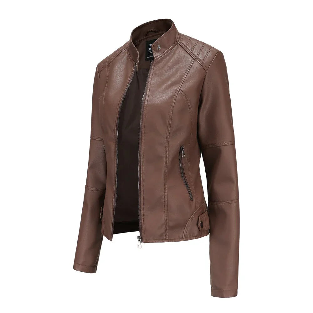 Meli - women's leather jacket with mao