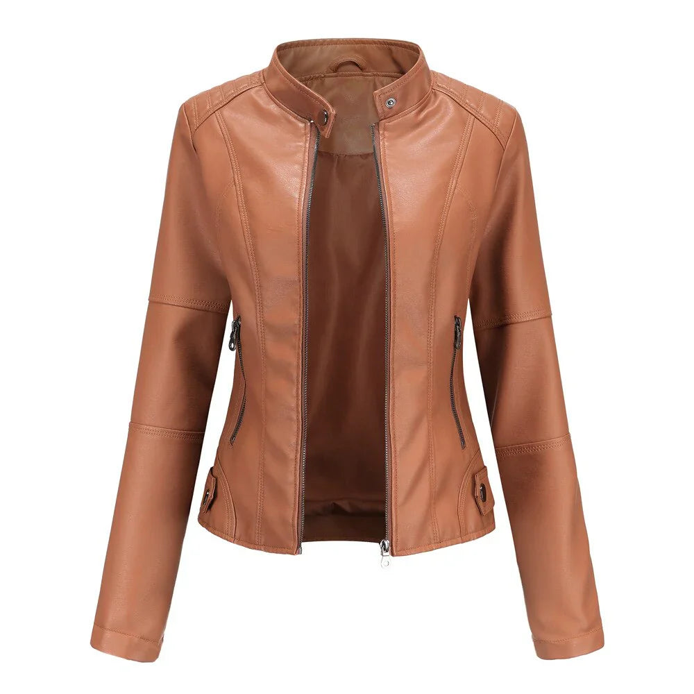 Meli - women's leather jacket with mao