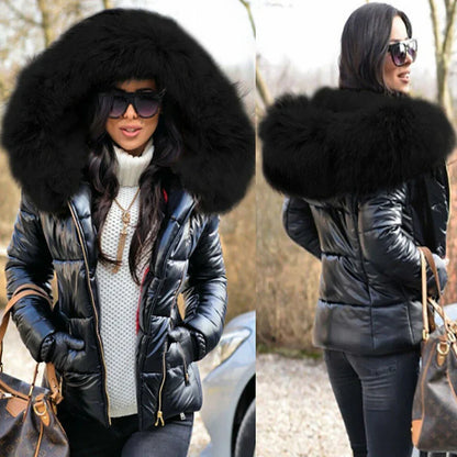 Christina - fashionable coat with faux fur lining in the hood and collar