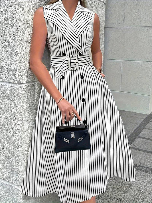 Eleanor – Sleeveless dress with striped print for spring and summer