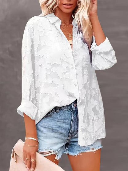 Ella – elegant button down shirt in jacquard weave