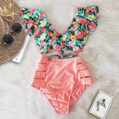 Mia Floral Ruffle Bikini Set