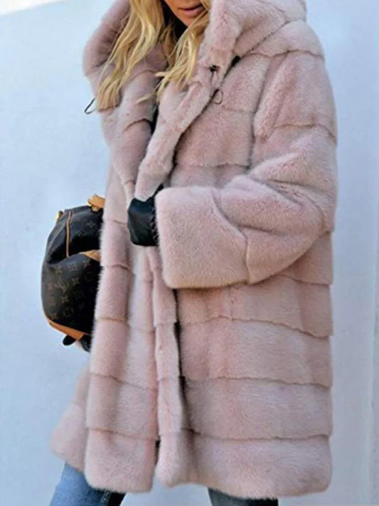 Jacket with hood in faux fur Parka with open front