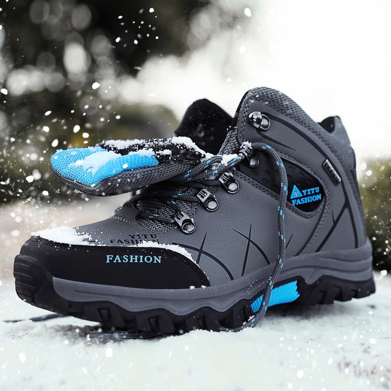 Winter snow for men, waterproof leather sneakers