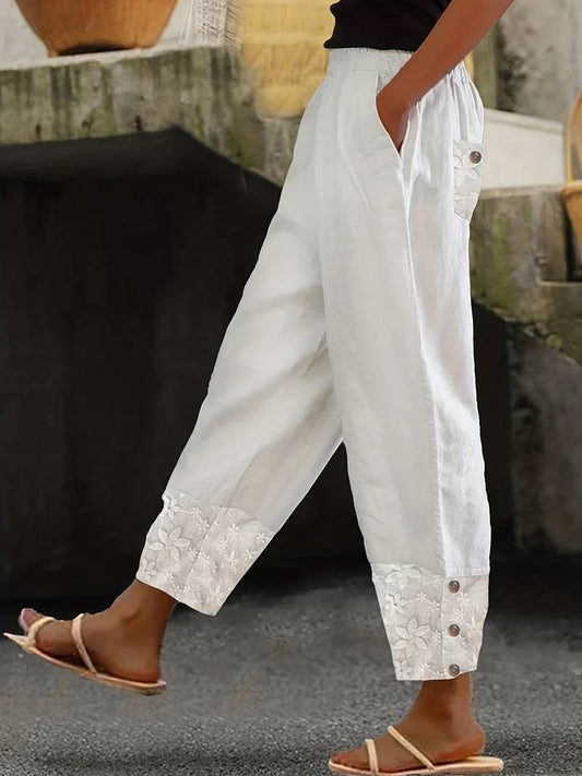 Hannah – contrast casual trousers for summer