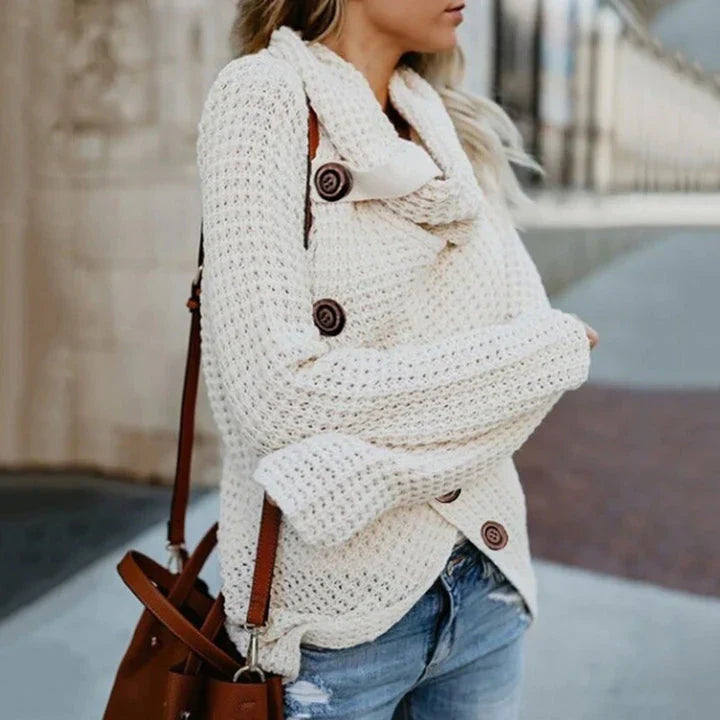 Millie - modern a-symmetrical turtleneck sweater with stylish details