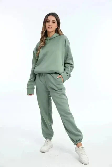 Indigo colored hoodie and sweatpants set for women