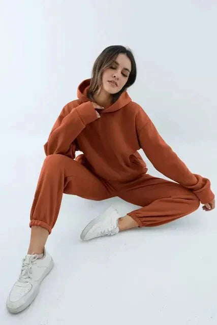 Indigo colored hoodie and sweatpants set for women