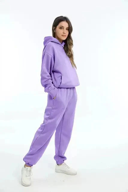 Indigo colored hoodie and sweatpants set for women