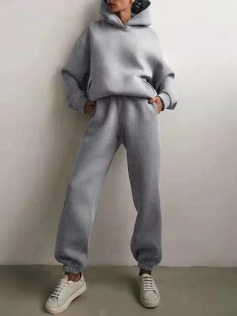 Indigo colored hoodie and sweatpants set for women