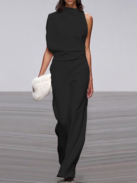 Women's jumpsuit with a round neckline