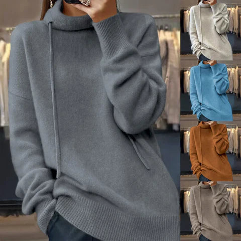 Ruby - knitted sweater with long sleeves and stand-up collar