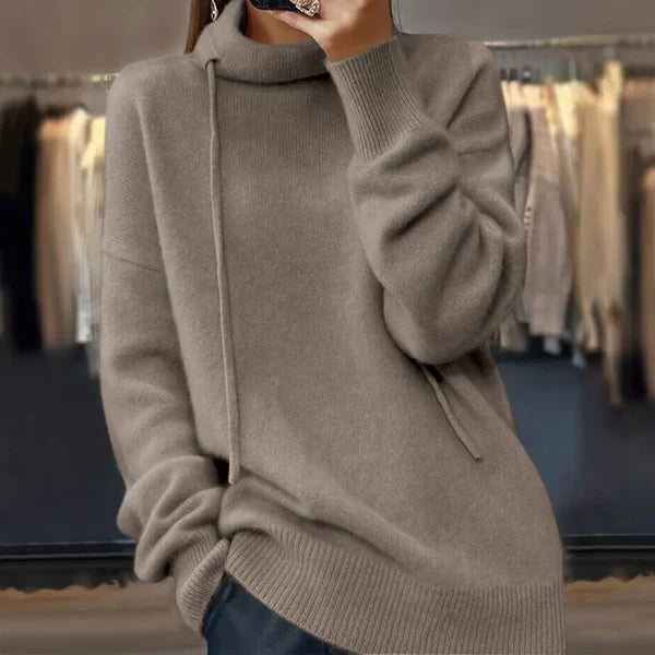 Ruby - knitted sweater with long sleeves and stand-up collar