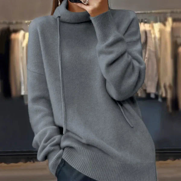 Ruby - knitted sweater with long sleeves and stand-up collar