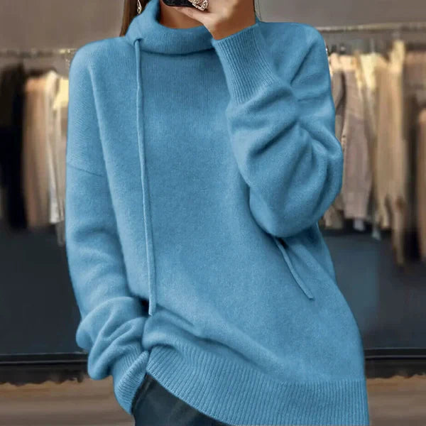 Ruby - knitted sweater with long sleeves and stand-up collar