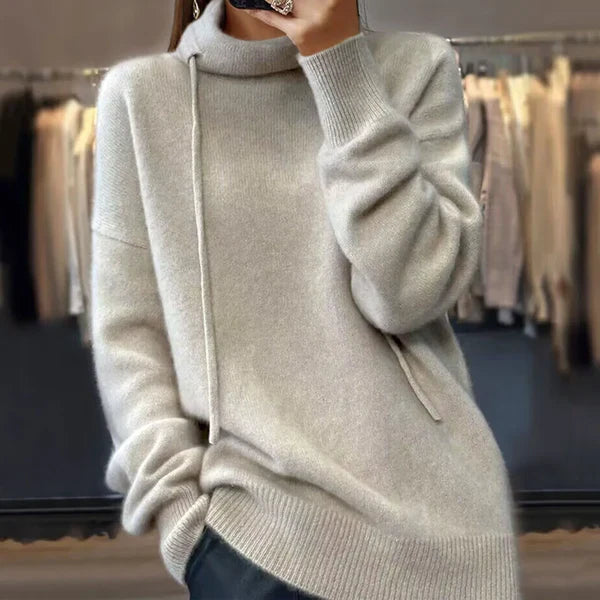 Ruby - knitted sweater with long sleeves and stand-up collar