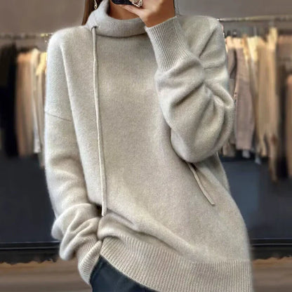 Ruby - knitted sweater with long sleeves and stand-up collar