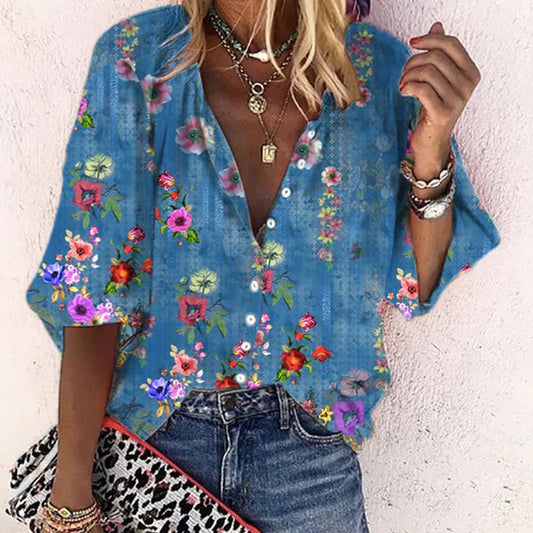 Layla – floral blue blouse