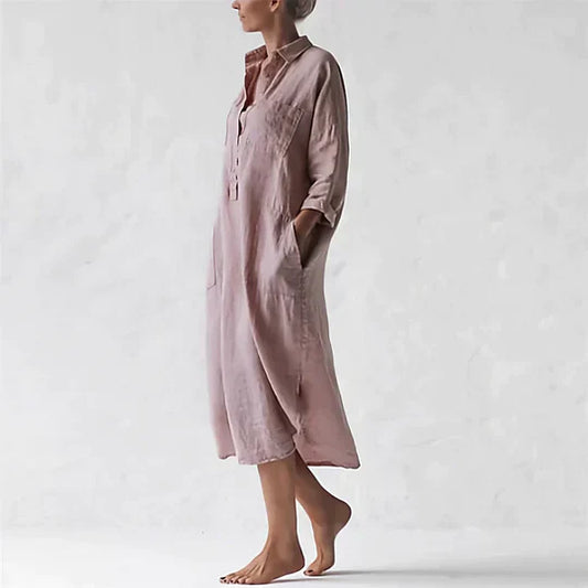 Lena - mauve midi length shirt dress