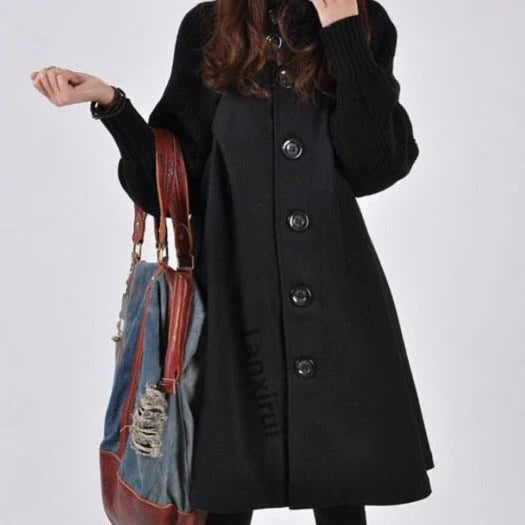 Louise - high neck patchwork coat with long sleeves